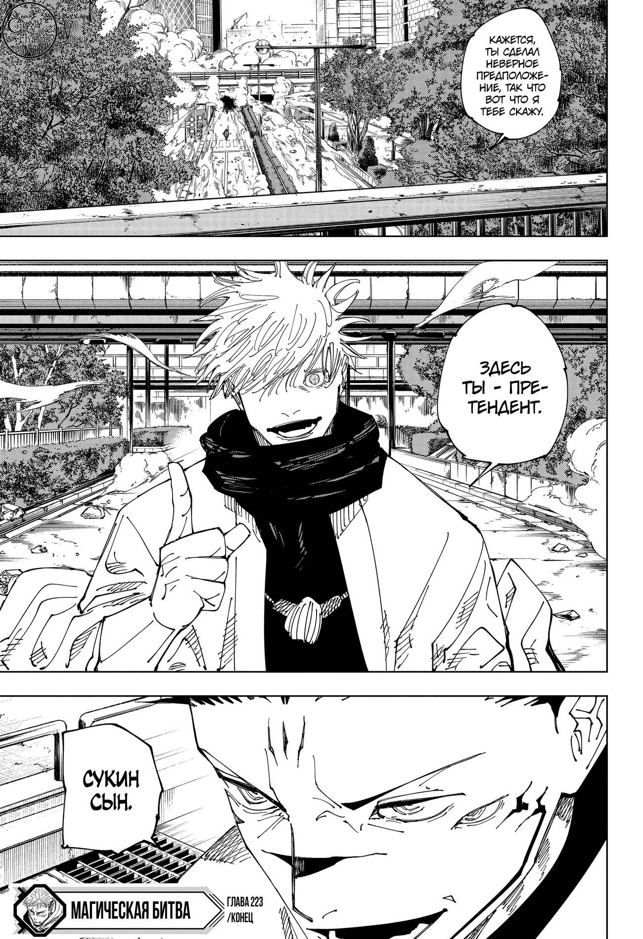 Страница 18 главы 223 манги Магическая битва / Jujutsu Kaisen